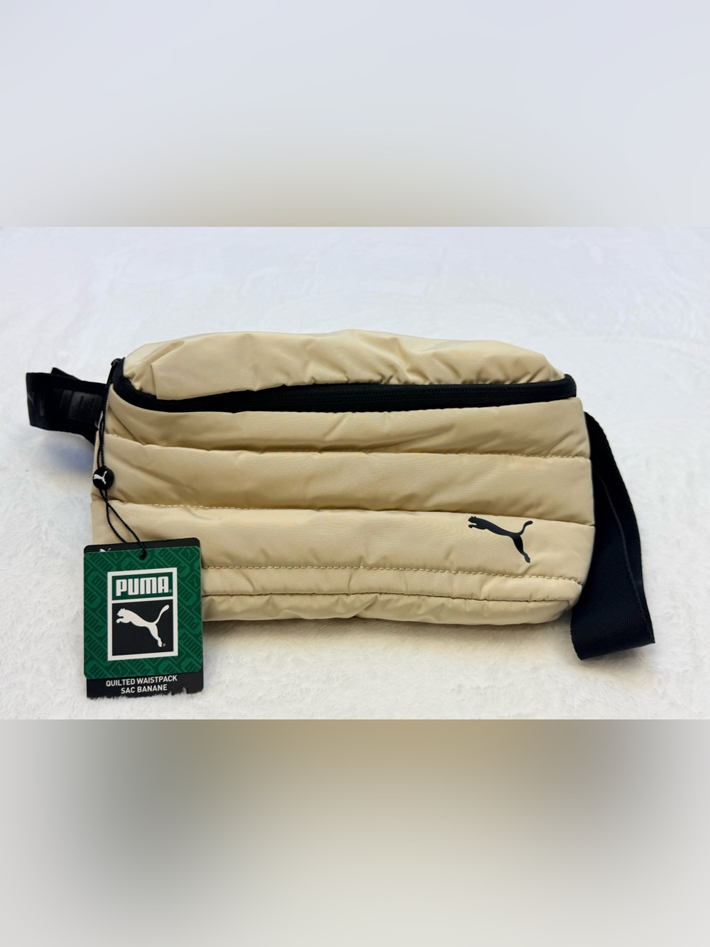 PUMA Quilted Waistpack in Beige with Black Strap